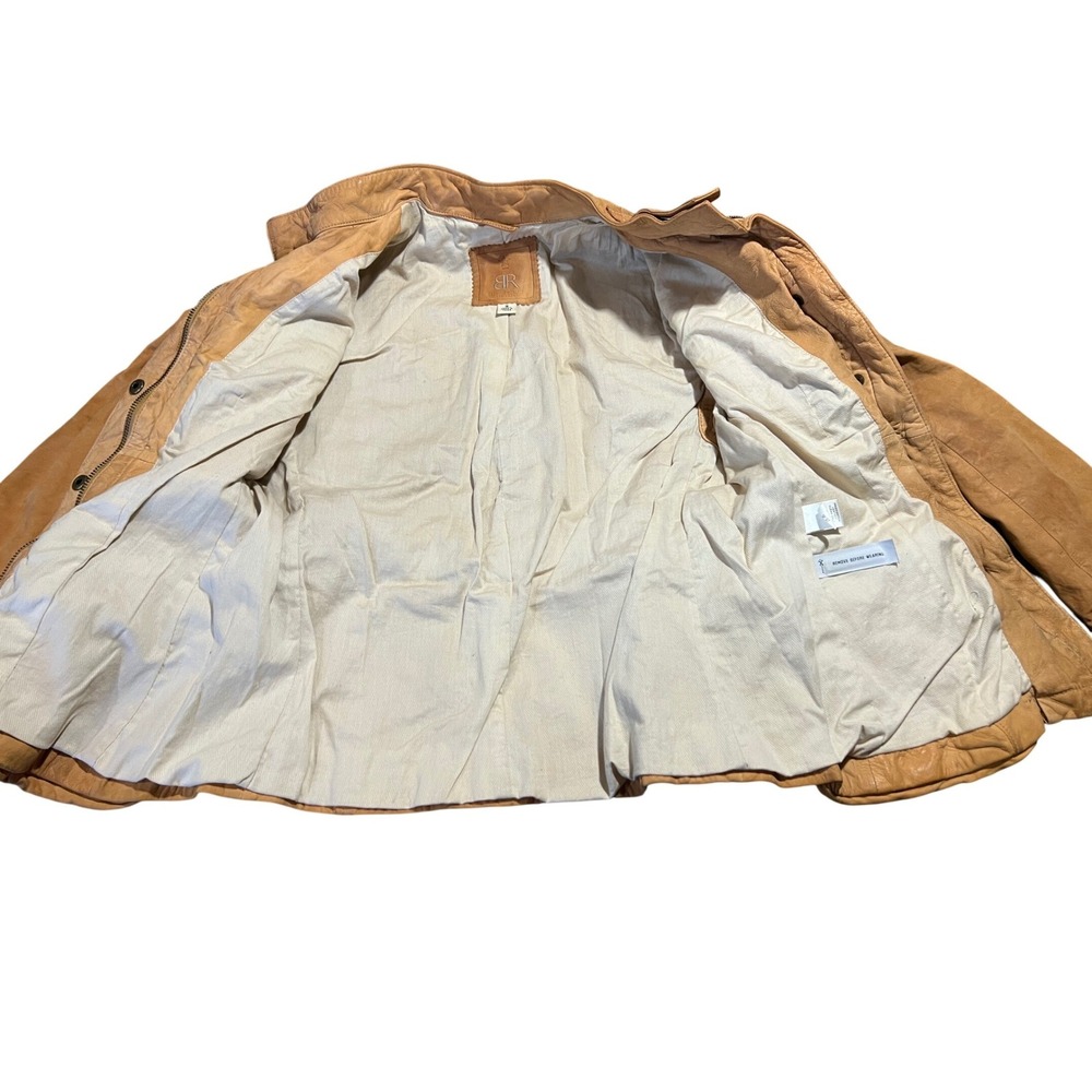 Vintage Banana Republic Genuine Leather Tan Bomber Moto Jacket 2007 Safari Camel - Picture 5 of 14